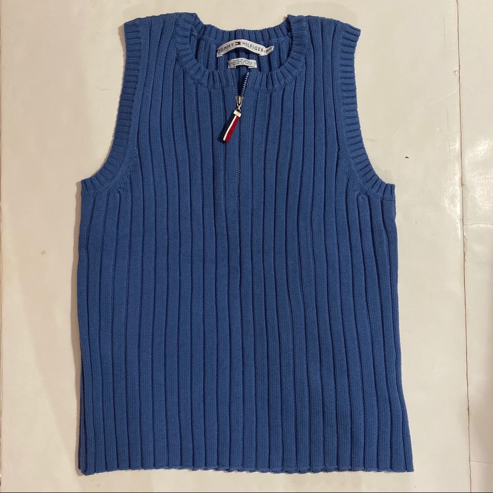 Tommy Hilfiger Blue Sleeveless Knitted Top